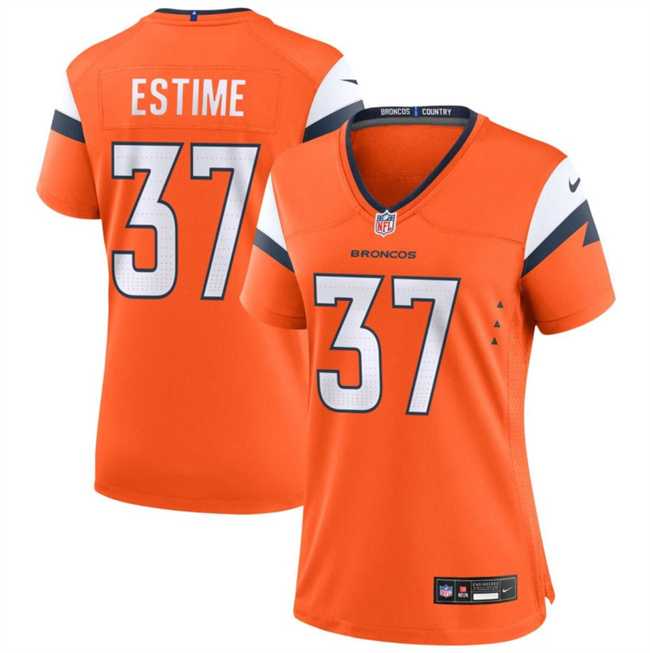 Womens Denver Broncos #37 Audric Estime Orange 2024 Football Stitched Jersey Dzhi->women nfl jersey->Women Jersey